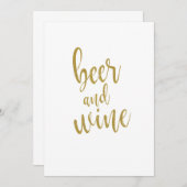 お酒とワインのゴールドグリッターサイン 招待状 (正面/裏面)