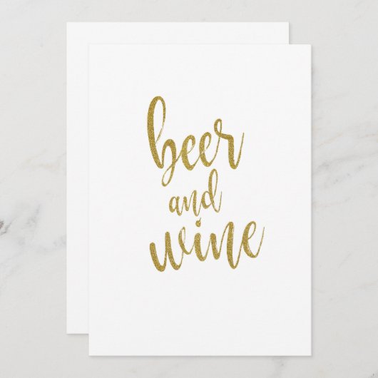 お酒とワインのゴールドグリッター お手頃サイン 招待状 (正面/裏面)