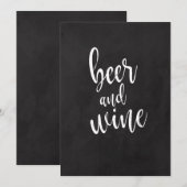 お酒とワインの手頃な黒板ウェディングサイン 招待状 (正面/裏面)