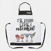 お酒のカクテルを持ってきまユーモアのあるす エプロン (正面)