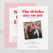 お酒は私たちに、後悔はあなたに ウェディング用面白いSave the Date セーブザデート (正面/裏面)