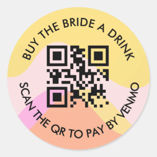 お酒もグルーヴィーな花嫁の最後の夜のQR/Venmoステッカー ラウンドシール