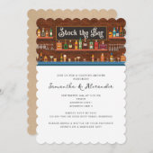 お酒を揃えて　カジュアルなカップル共男女混合の結婚前お披露目パーティー 招待状 (正面/裏面)