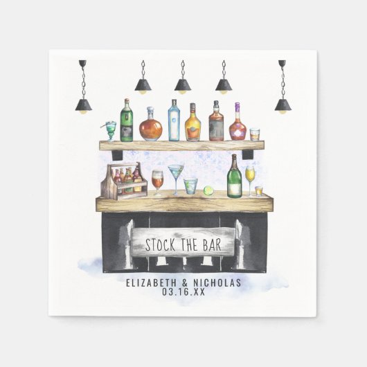 お酒を揃える｜カップルシャワーのためのパーソナライズドアイテム スタンダードカクテルナプキン (正面)