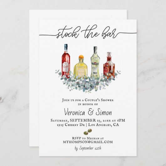 お酒を揃える カップルシャワーの招待状 招待状 (正面/裏面)
