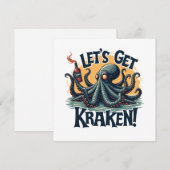 お酒を楽しもう！ユーモアあふれるラム酒を飲むタコ 招待状 (正面/裏面)