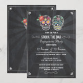 お酒を補充して スカル ハロウィン チョーク 招待状 (正面/裏面)