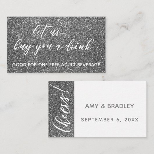 お酒を買飲みよう、シルバーグリッターバウチャー 割引カード (正面/裏面)