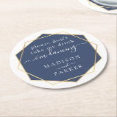 お酒を飲まないで |水色（青） ラウンドペーパーコースター (アングル)