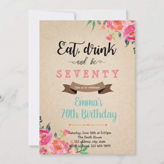 お酒を飲んで楽しく過ごして 大人の誕生日カード 招待状 (正面)