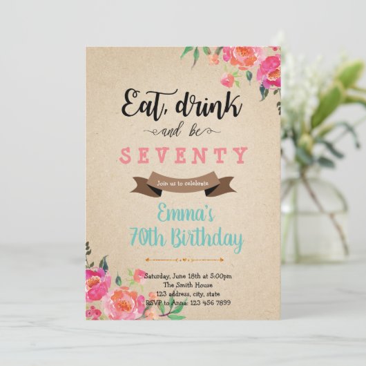 お酒を飲んで楽しく過ごして 大人の誕生日カード 招待状 (スタンド正面)