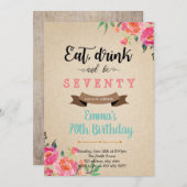 お酒を飲んで楽しく過ごして 大人の誕生日カード 招待状 (正面/裏面)