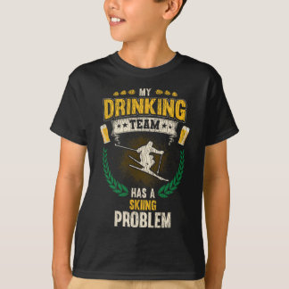 お酒大好きスキーヤーのための面白いスキーTシャツ Tシャツ