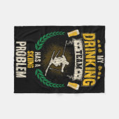お酒大好きスキーヤーのための おもしろスキーTシャツ フリースブランケット (正面(横))