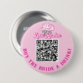 お酒買を飲むQRコードピンクバチェロレッテ 缶バッジ (正面&裏面)