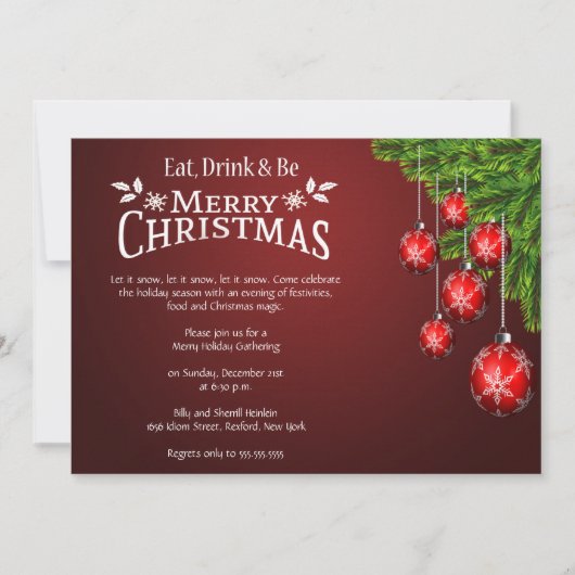 お酒食べとお楽しみのクリスマス·パーティー 招待状 (正面)