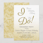 お酒、スパークリング、ゴージャス! 私も結婚するよ! ゴールドのエンゲージメントパーティー 招待状 (正面/裏面)