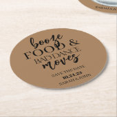 お酒 食べ物 & ダンスの失敗 保存日付コースター ラウンドペーパーコースター (アングル)