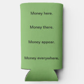 お金おもしろいが現れる – オリジナル詩 – お金の緑 –  スリム缶クーラー (裏面)