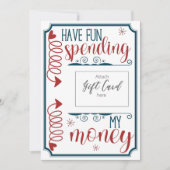 お金おもしろいのギフトカードホルダーを使っておもしろいを持っている (正面)