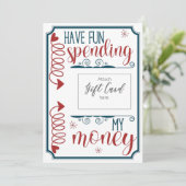 お金おもしろいのギフトカードホルダーを使っておもしろいを持っている (スタンド正面)