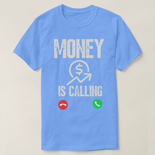 お金が来て電話するおもしろい Tシャツ (デザイン正面)