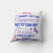 お金が馬買に紫のピンク クッション (裏面)