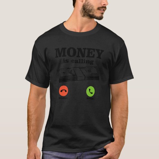 お金が鳴っている 現金 ビジネス お金 Tシャツ (正面)