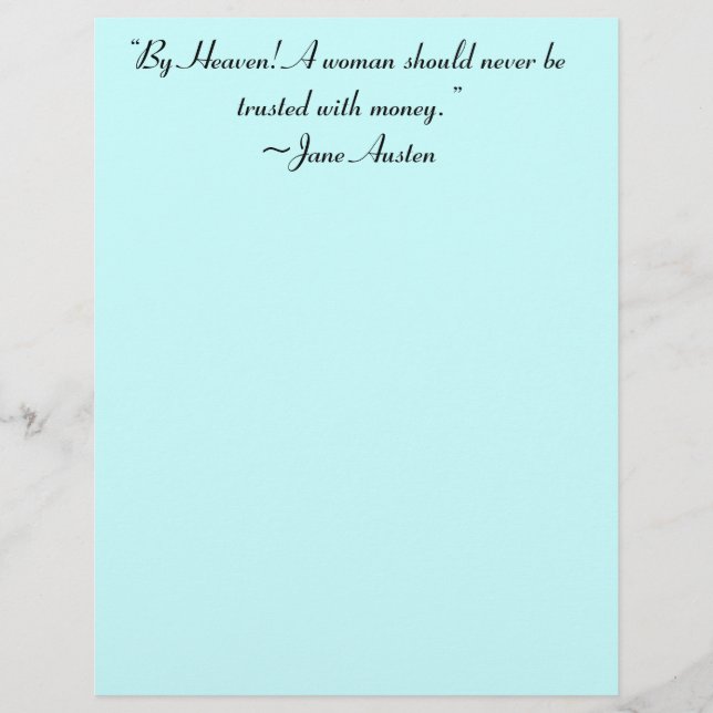 お金で信頼されていない女性Jane Austen引用文 (正面)
