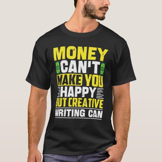 お金で幸せになれないがクリエイティブ書のCa Tシャツ (正面)