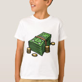 お金とコインの山 Tシャツ (正面)