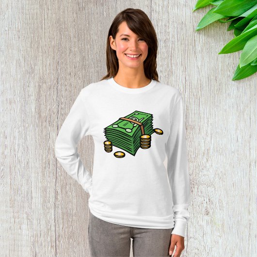 お金とコインの山 Tシャツ