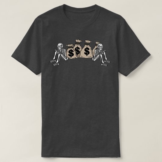 お金とスカル Tシャツ (デザイン正面)