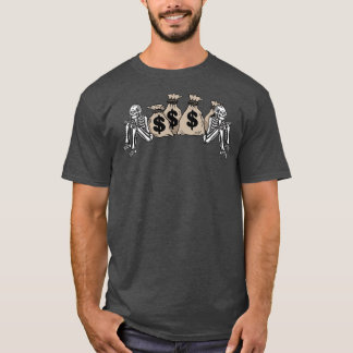 お金とスカル Tシャツ