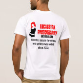 お金のためのLucassianの写真撮影射撃、発砲の人々 Tシャツ (裏面)