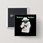 お金のアナグマ 缶バッジ (正面&裏面)