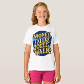 お金のトークTシャツを歩くはっきりしたジョークユーモアのある- & D Tシャツ (正面フル)