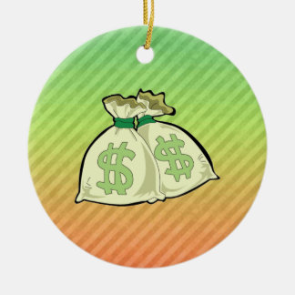 お金のバッグのデザイン セラミックオーナメント