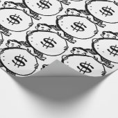 お金のバッグのドル記号を運んでいる人 ラッピングペーパー (角)