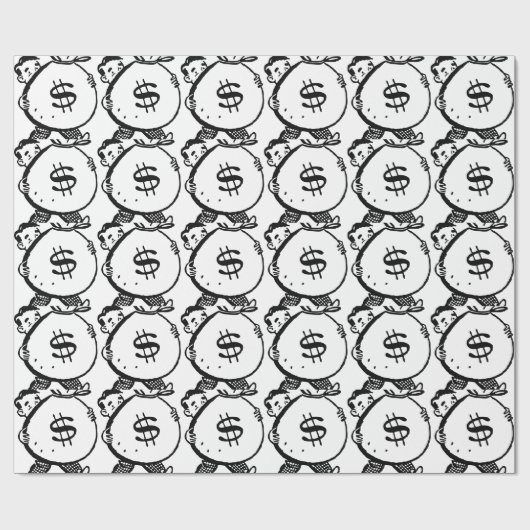 お金のバッグのドル記号を運んでいる人 ラッピングペーパー (フラット)