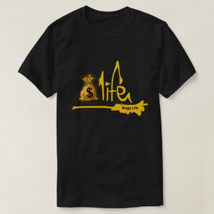 お金のバッグの生命ロゴ Tシャツ