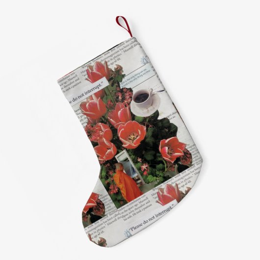 お金の朝のコーヒータイムを中断しない スモールクリスマスストッキング (裏面 (吊り時))