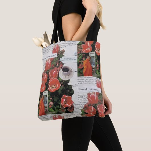 お金の朝のコーヒータイムを中断しない トートバッグ (クローズアップ)