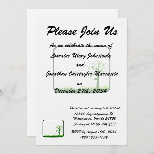 お金の木の草の長方形フレームgraphic.png 招待状 (正面/裏面)