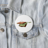 お金の束がぎっしり詰まった漫画のスーツケース 缶バッジ (インサイチュ)