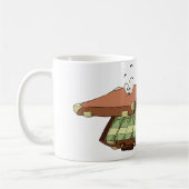 お金の束でいっぱいの漫画のスーツケース コーヒーマグカップ (左)