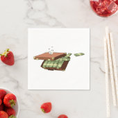 お金の束でいっぱいの漫画のスーツケース スタンダードカクテルナプキン (インサイチュ)