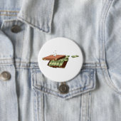 お金の束でいっぱいの漫画のスーツケース 缶バッジ (インサイチュ)