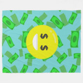 お金の目をした絵文字のブランケット フリースブランケット (正面(横))