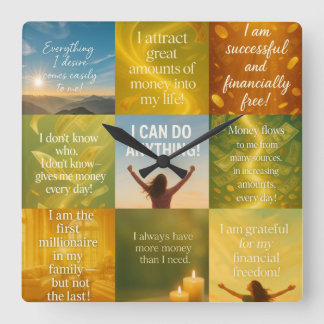 お金の肯定 スクエア壁時計